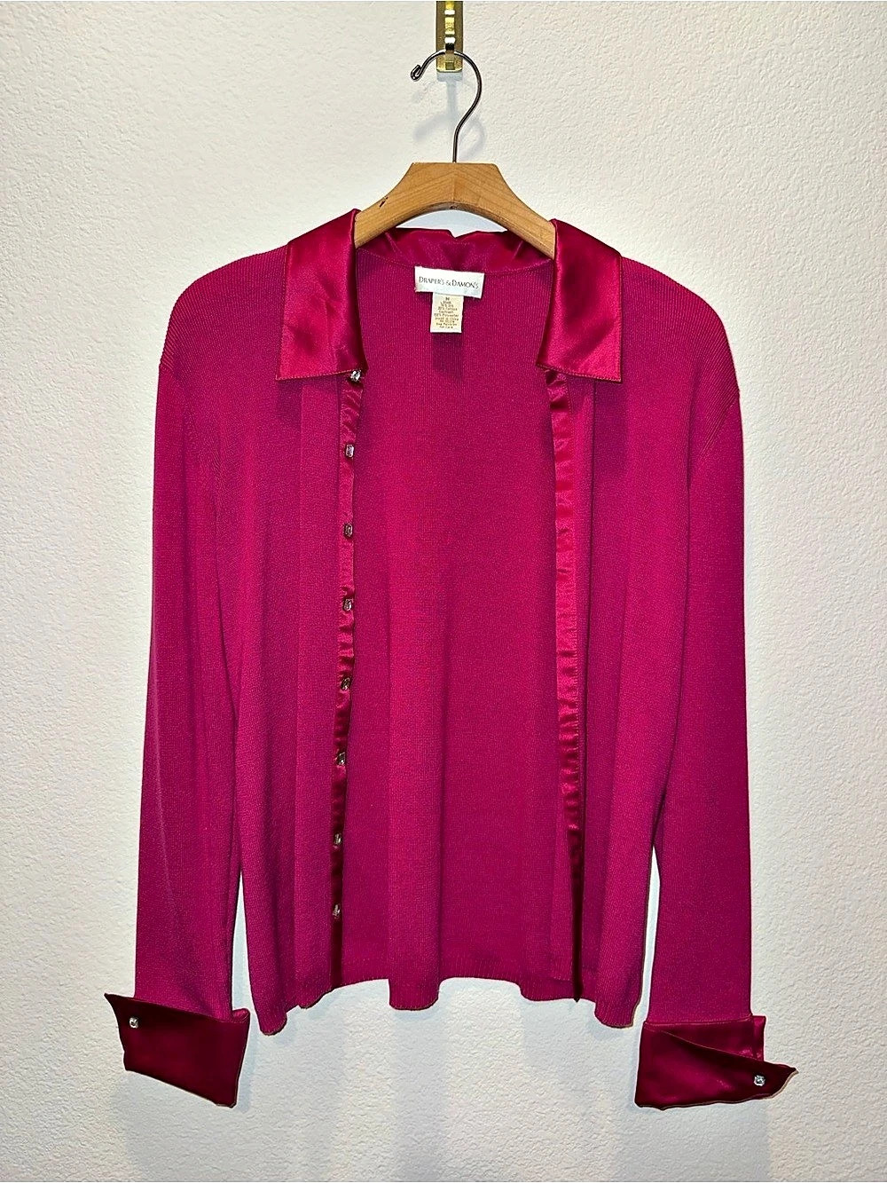 Draper’s & Damon’s Silk Blend Magenta Button-Front Cardigan